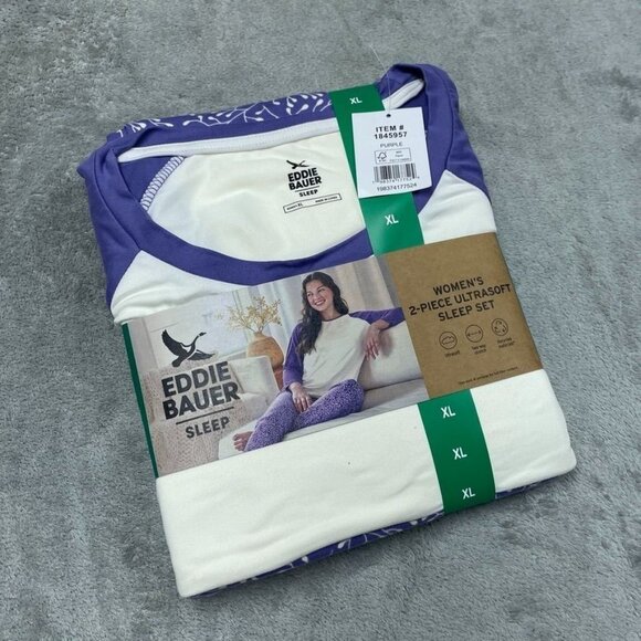 Eddie Bauer Womens 2-Piece Ultrasoft Sleep Set Purple XL d0586 - Picture 4 of 8